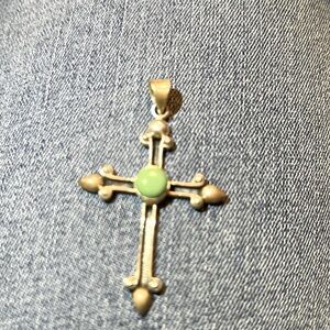 Australian Gaspeite Sterling Silver Cross